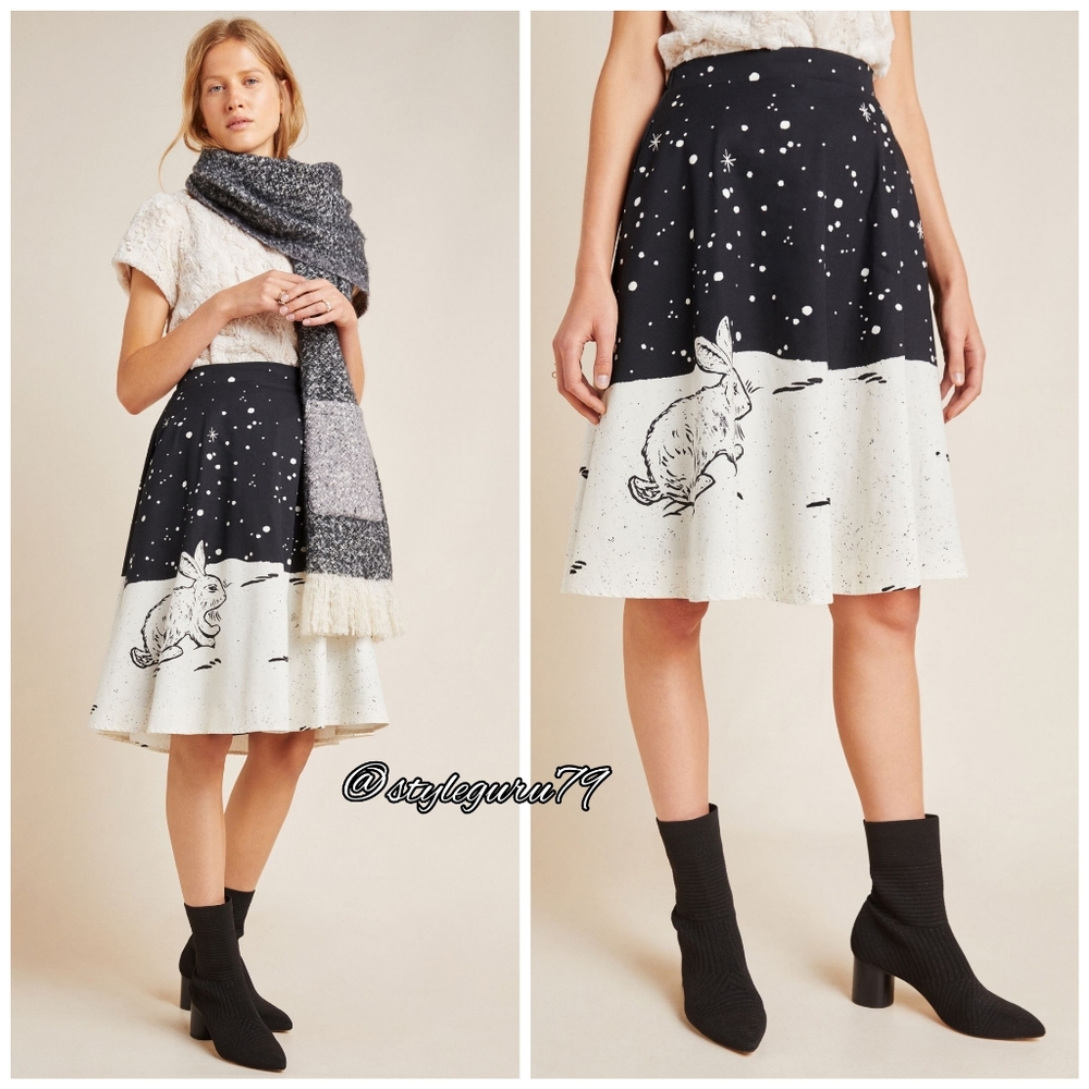 NWT, Anthropologie, Bunny Wonderland Midi Skirt